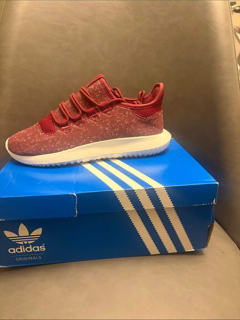 adidas Originals Kids Burgundy Knit Sneaker with White Midsole